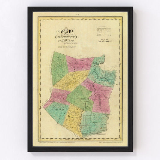 vintage map of Schoharie County, New York, 1829