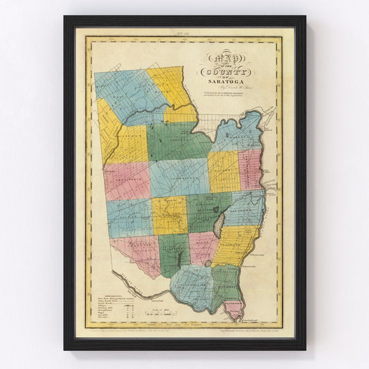 vintage map of Saratoga County, New York, 1829