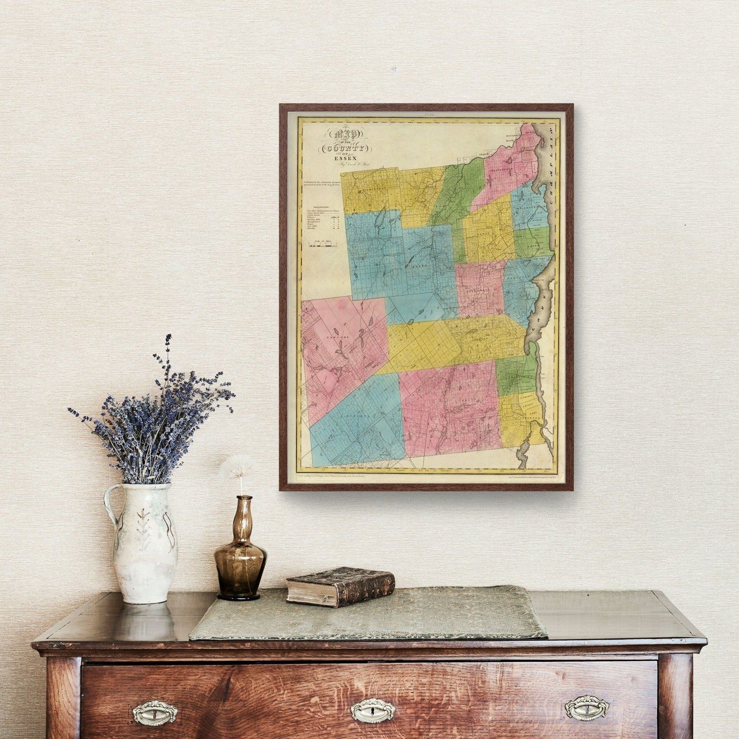 Vintage Map of Essex County, New York, 1829