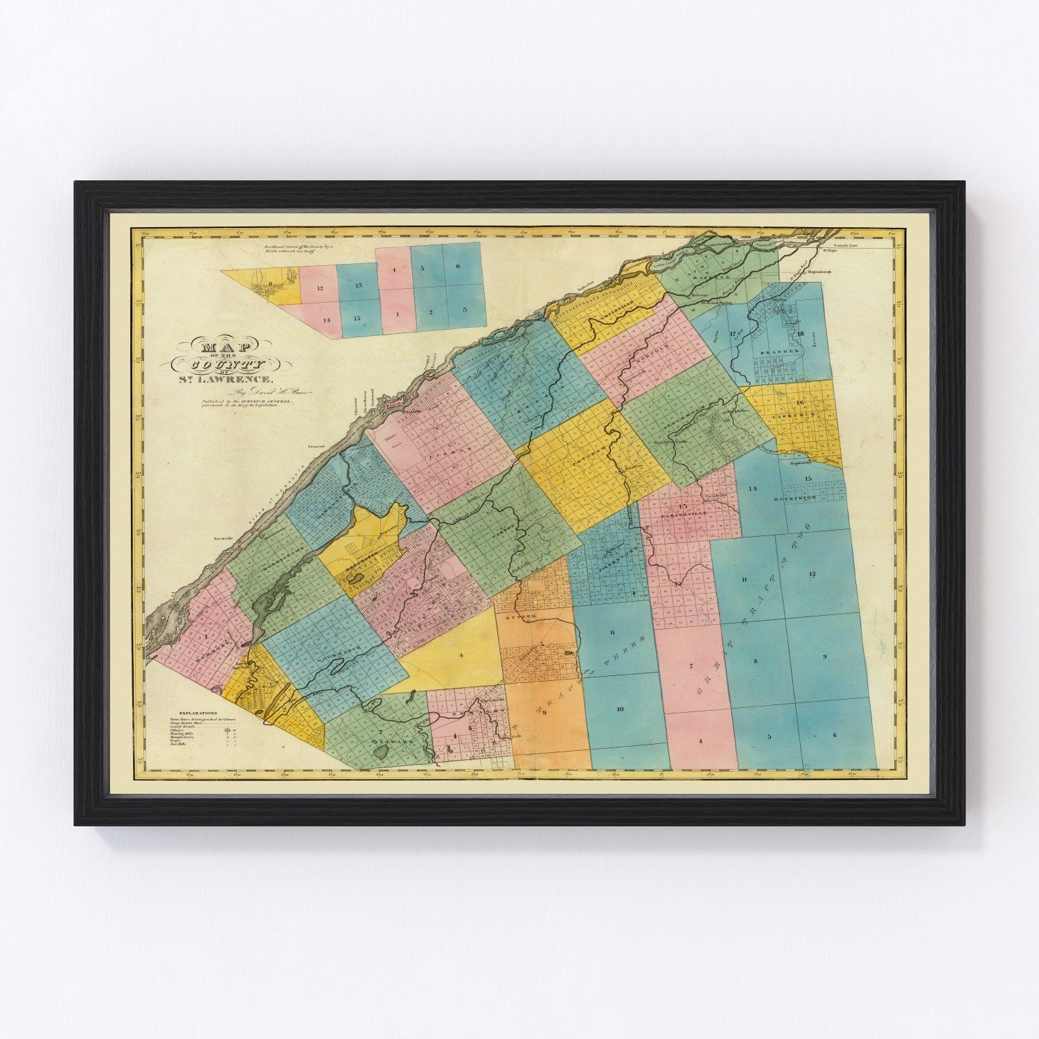 Vintage map of St. Lawrence County, New York, 1829