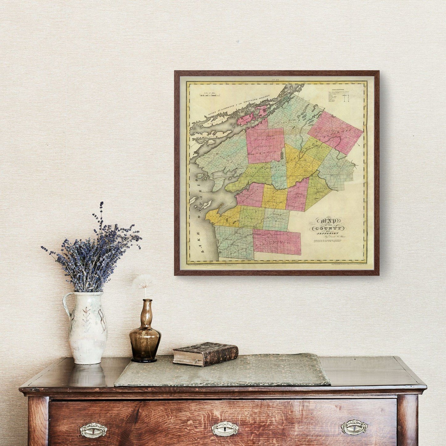 Vintage Map of Jefferson County, New York, 1829