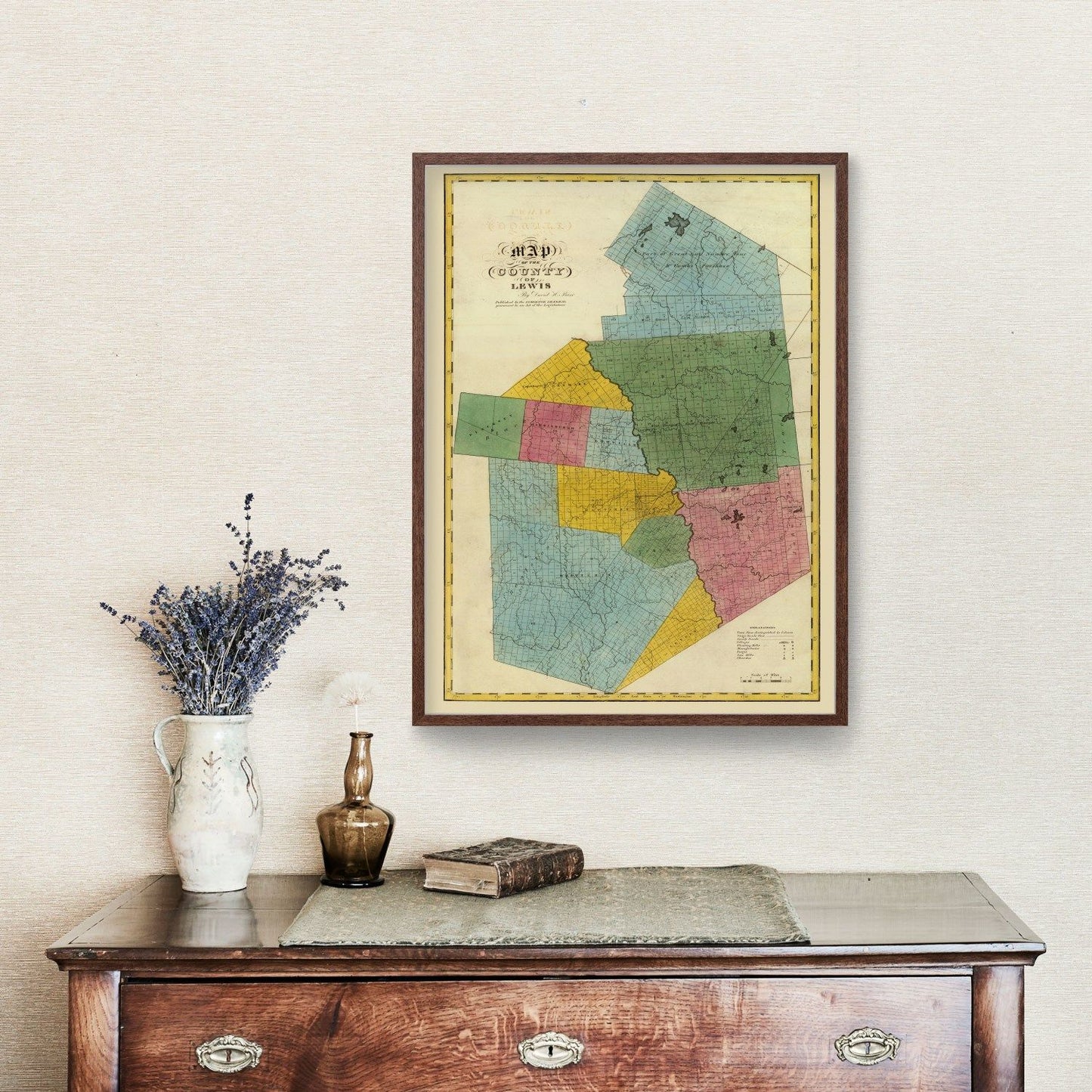 Vintage Map of Lewis County, New York, 1829