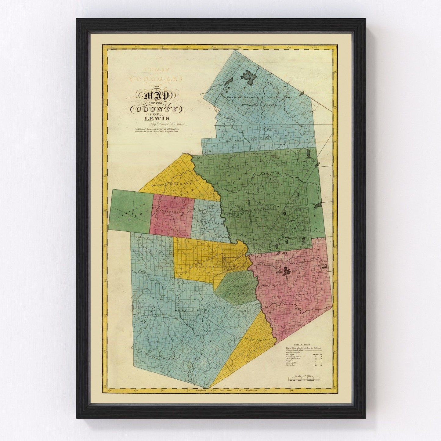 Vintage map of Lewis County, New York, 1829