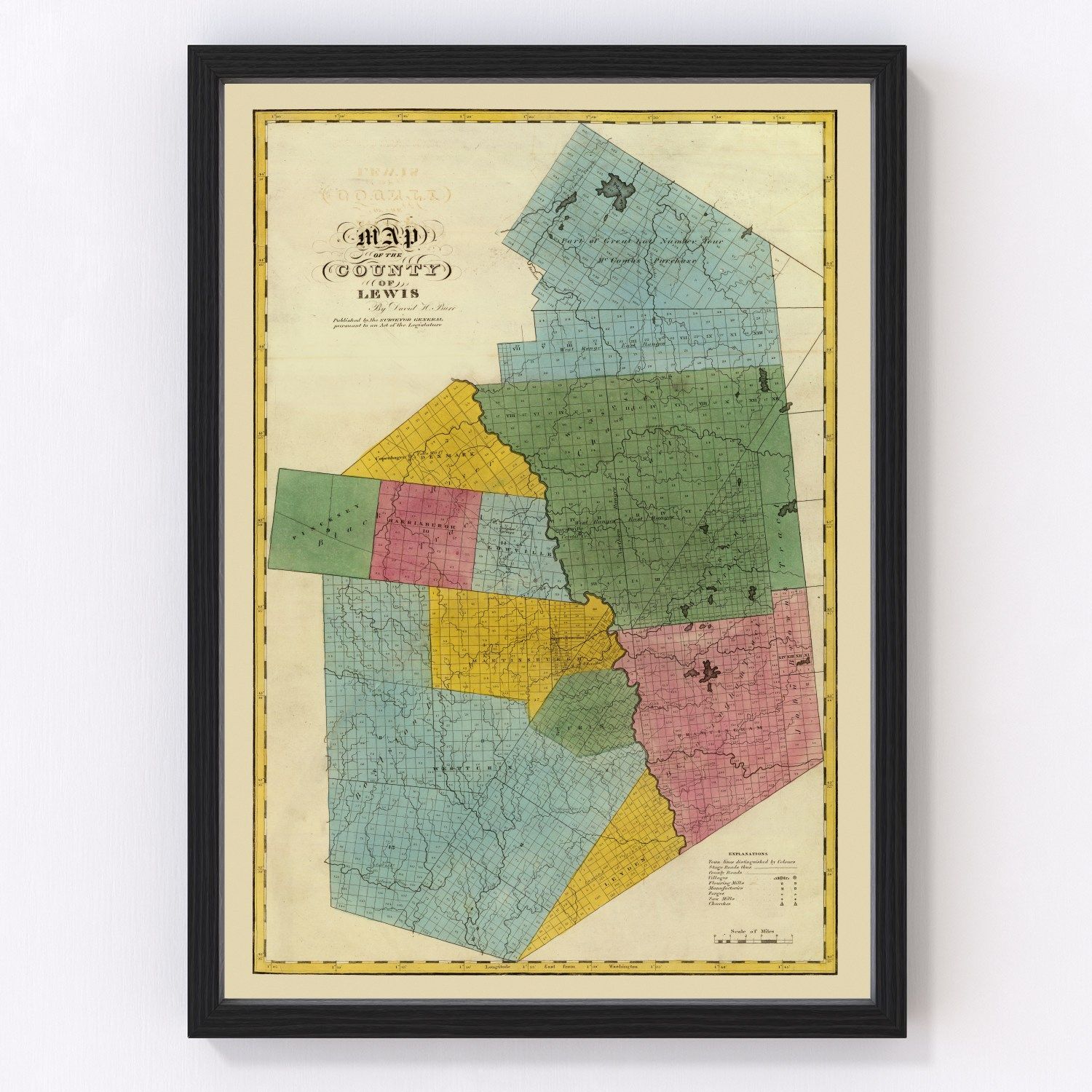 Vintage map of Lewis County, New York, 1829