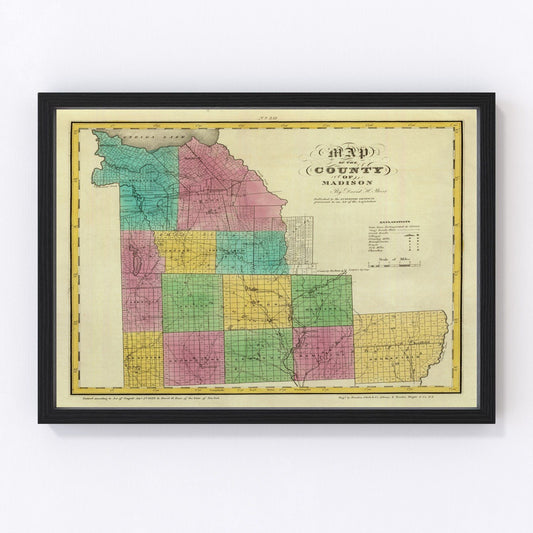 Vintage map of Madison County, New York, 1829
