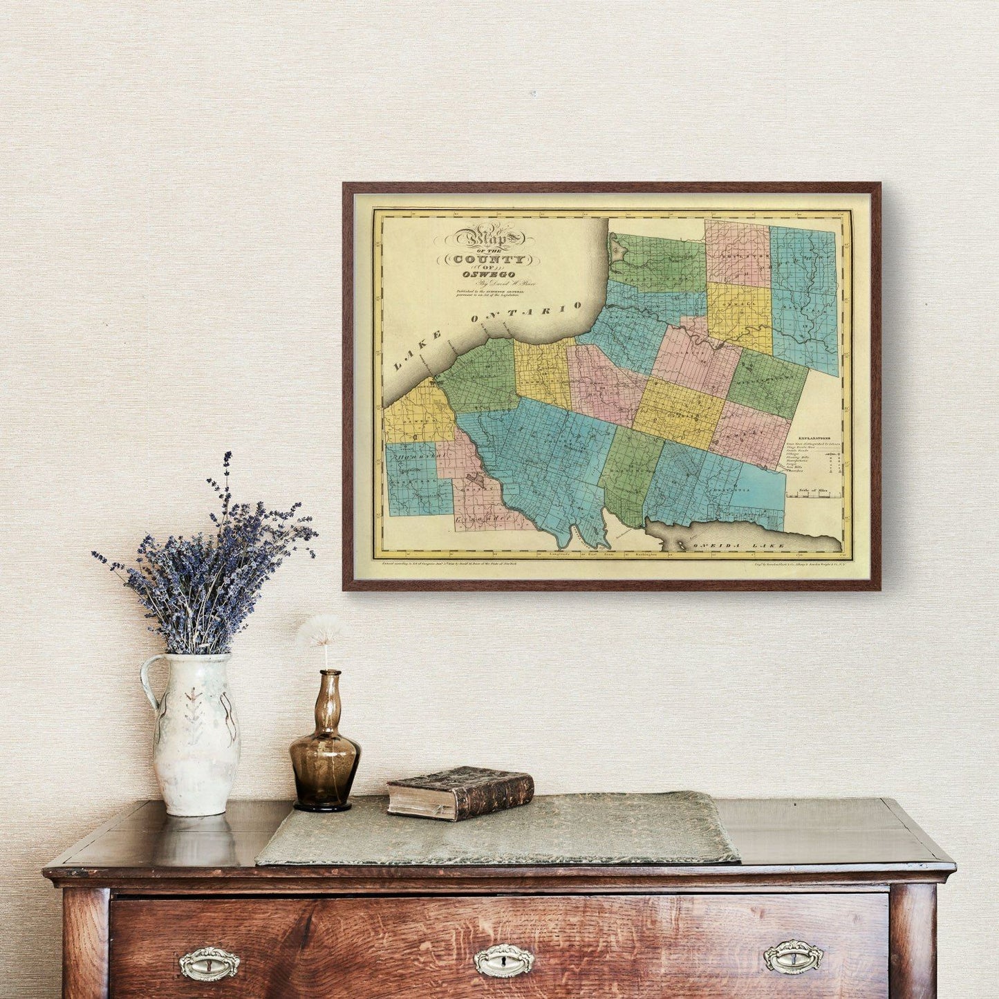 Vintage Map of Oswego County, New York, 1829