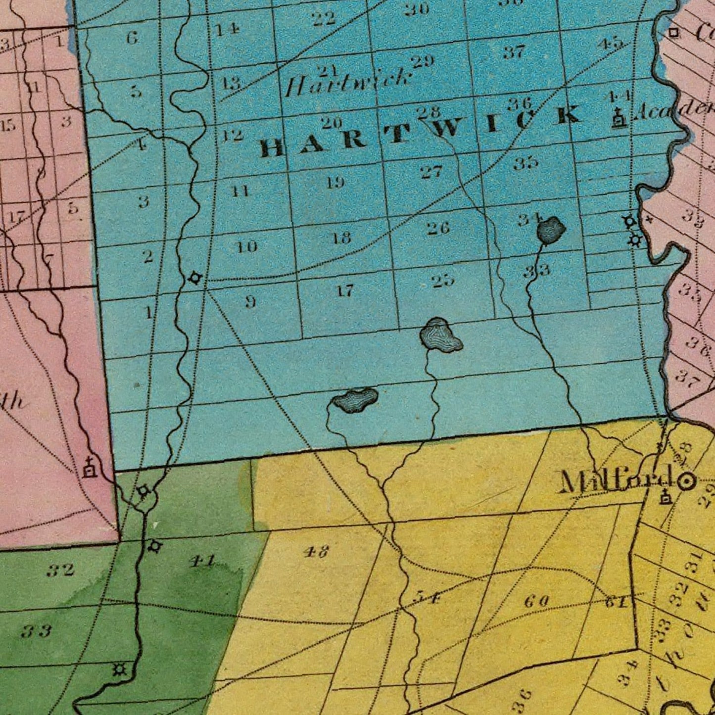 Vintage Map of Otsego County, New York, 1829