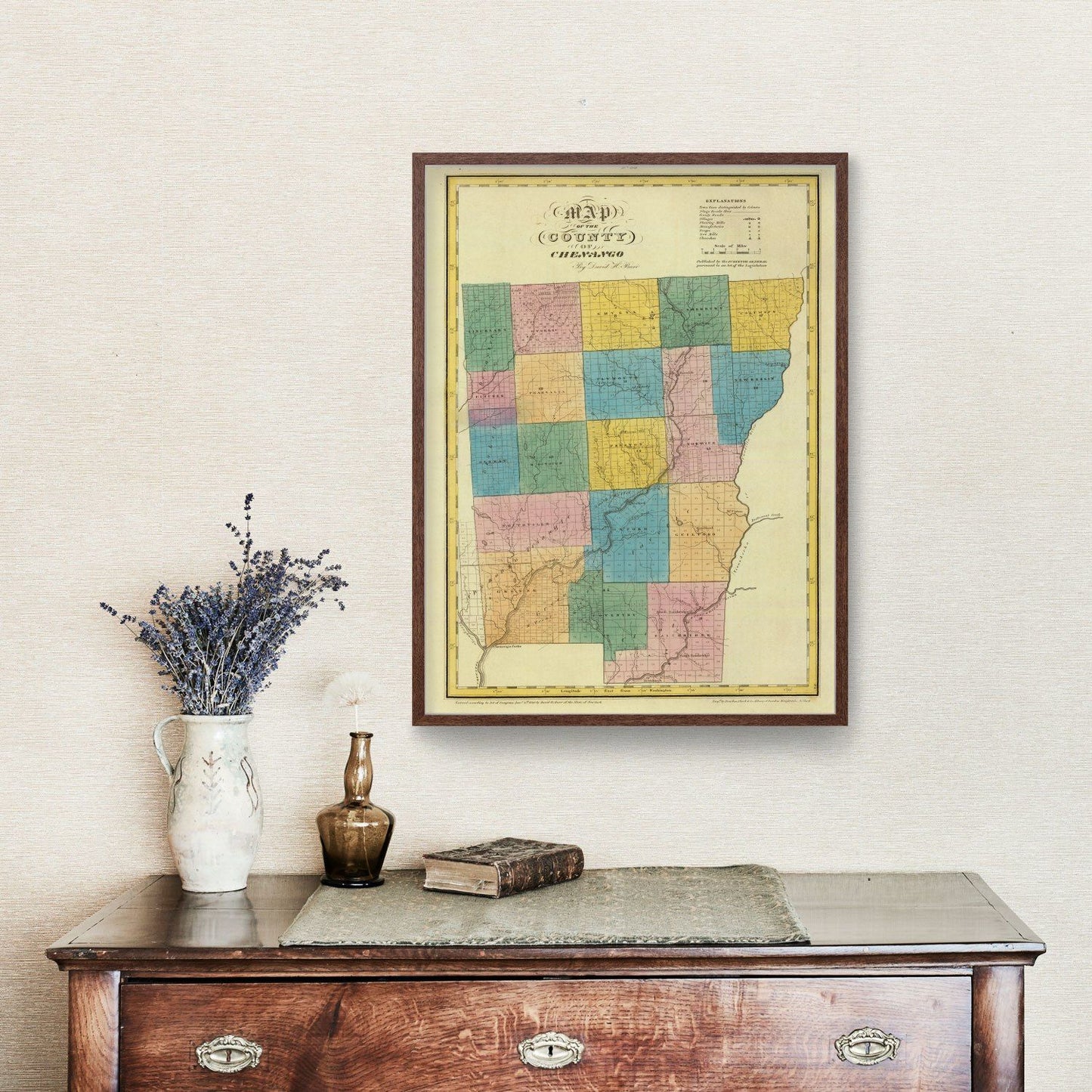 Vintage Map of Chenango County, New York, 1829