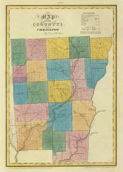 Vintage Map of Chenango County, New York, 1829