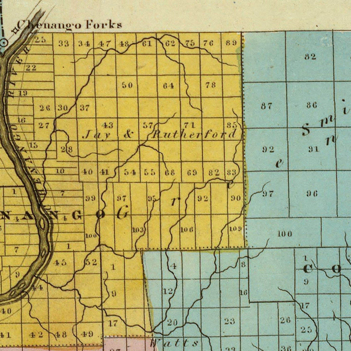 Vintage Map of Broome County, New York, 1829