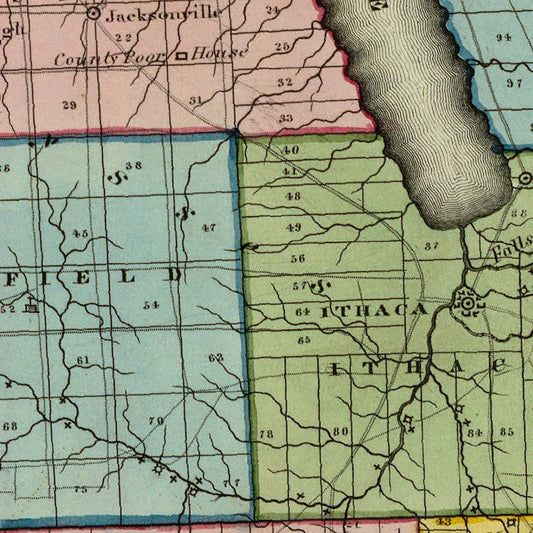 Vintage Map of Tompkins County, New York, 1829