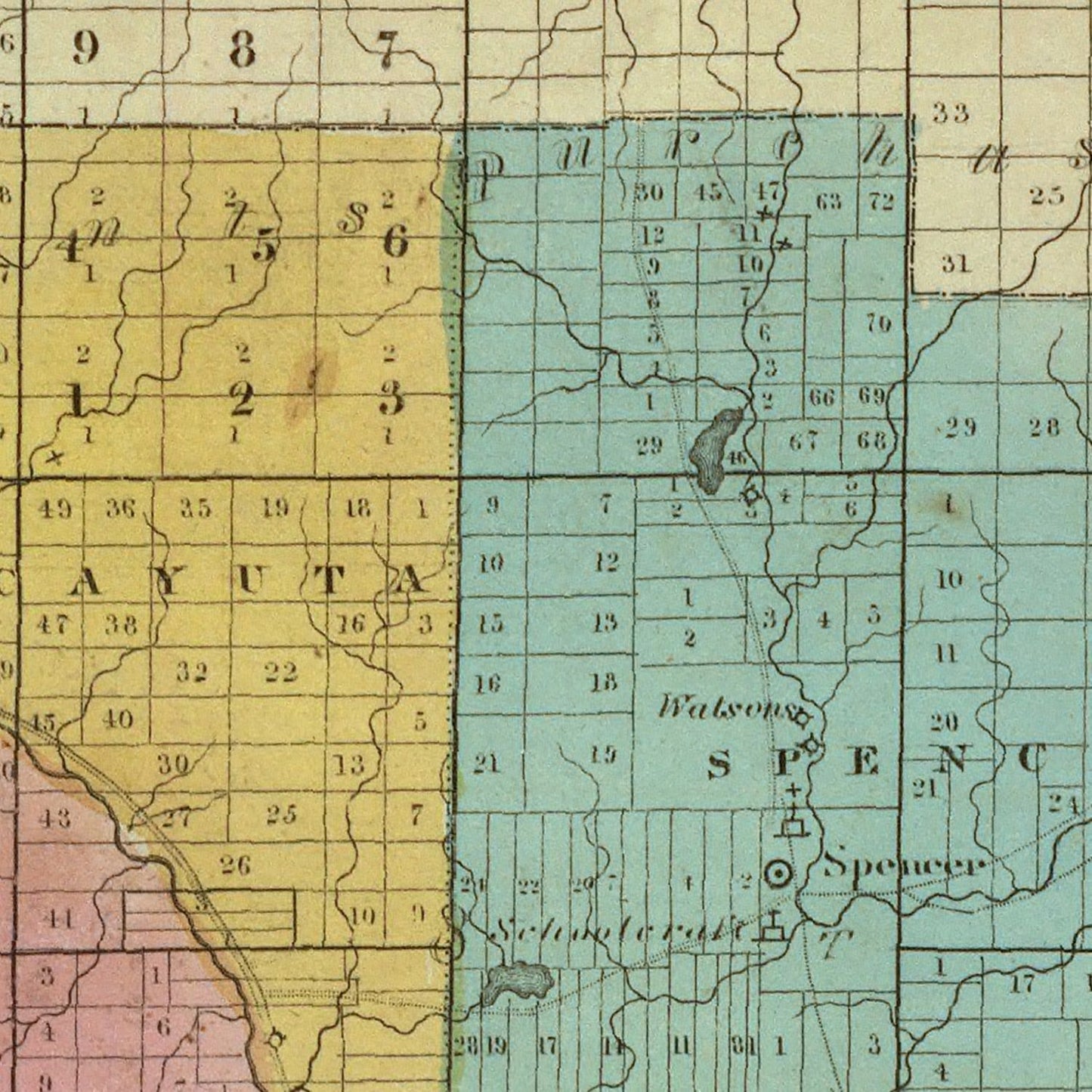 Vintage Map of Tioga County, New York, 1829