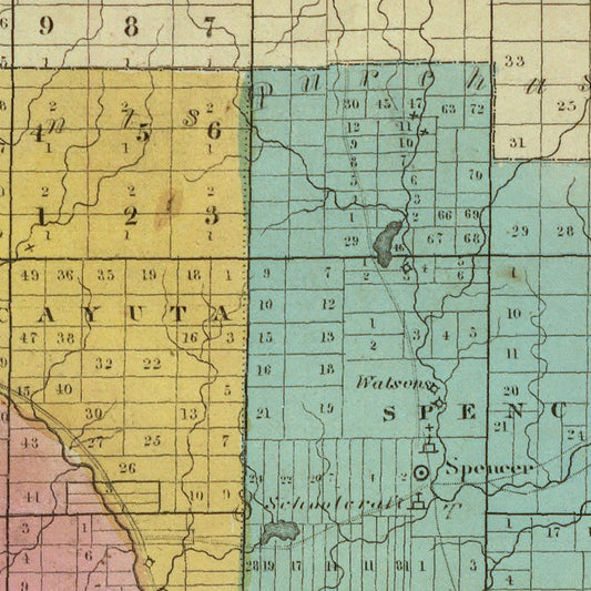Vintage Map of Tioga County, New York, 1829