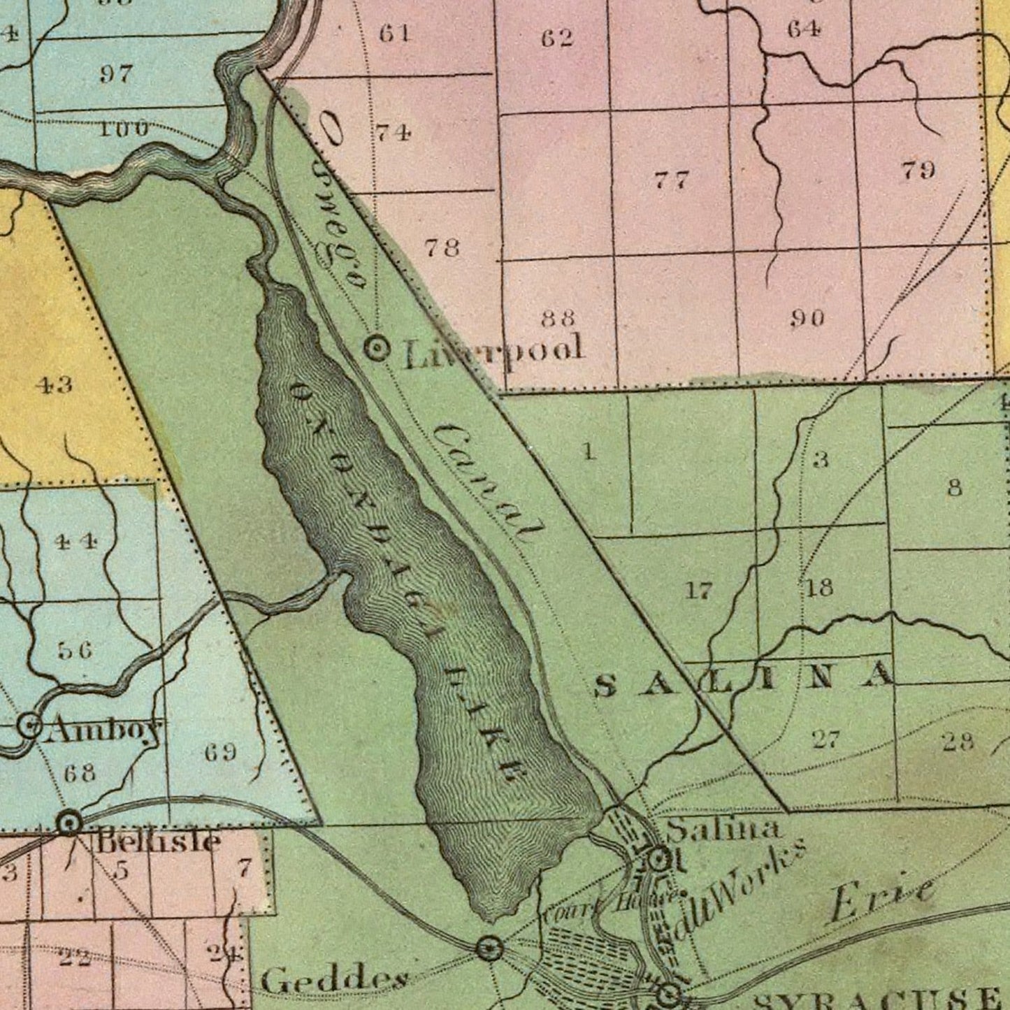 Vintage Map of Onondaga County, New York, 1829