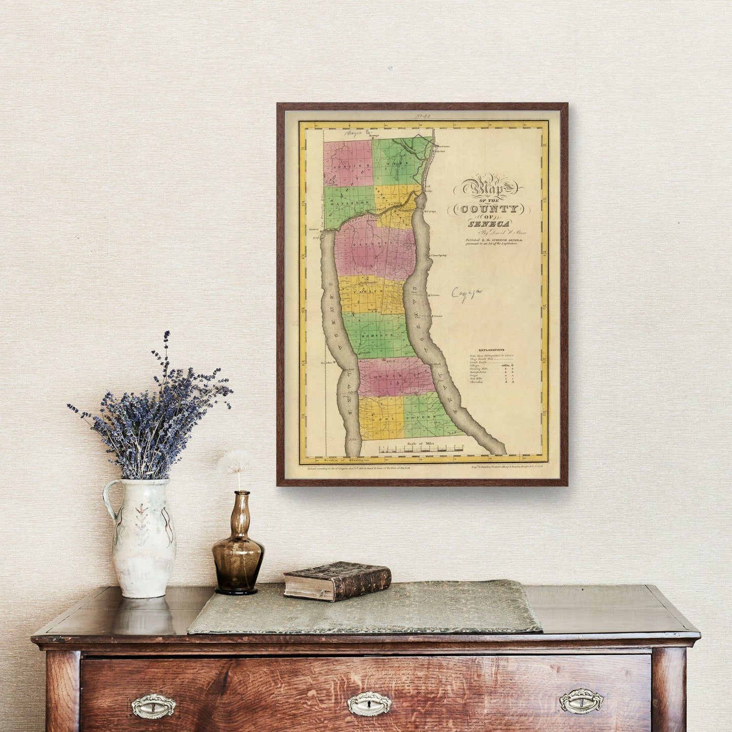 Vintage Map of Seneca County, New York, 1829