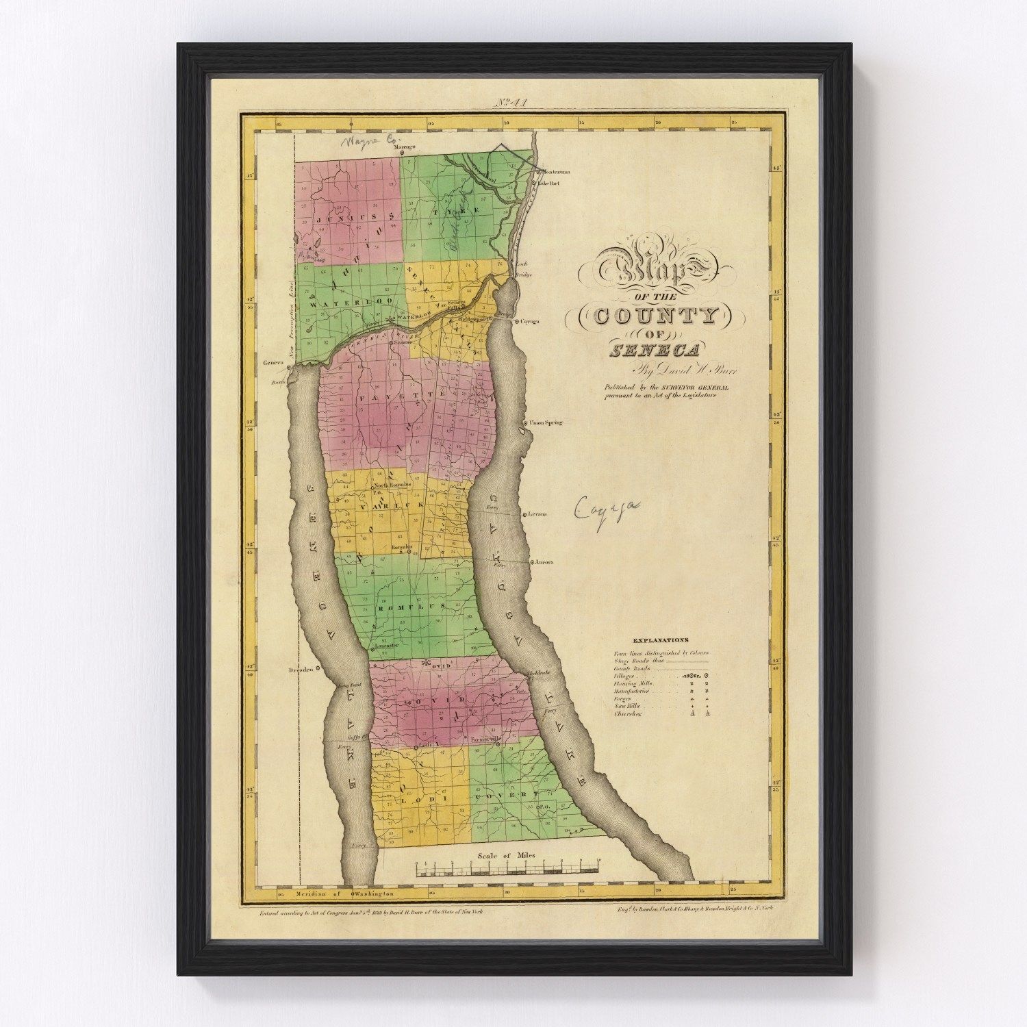 Vintage map of Seneca County, New York, 1829