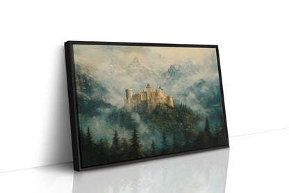 Misty Mountain Castle Fantasy Landscape Wall Art Print