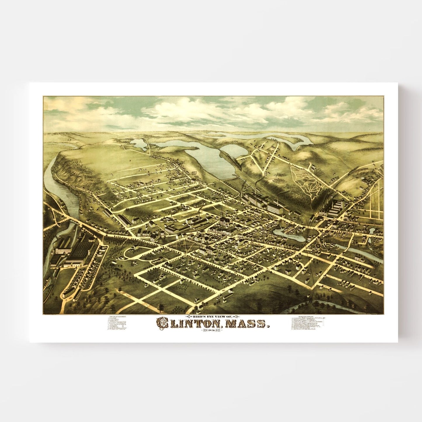 Vintage Map of Clinton, Massachusetts, 1876