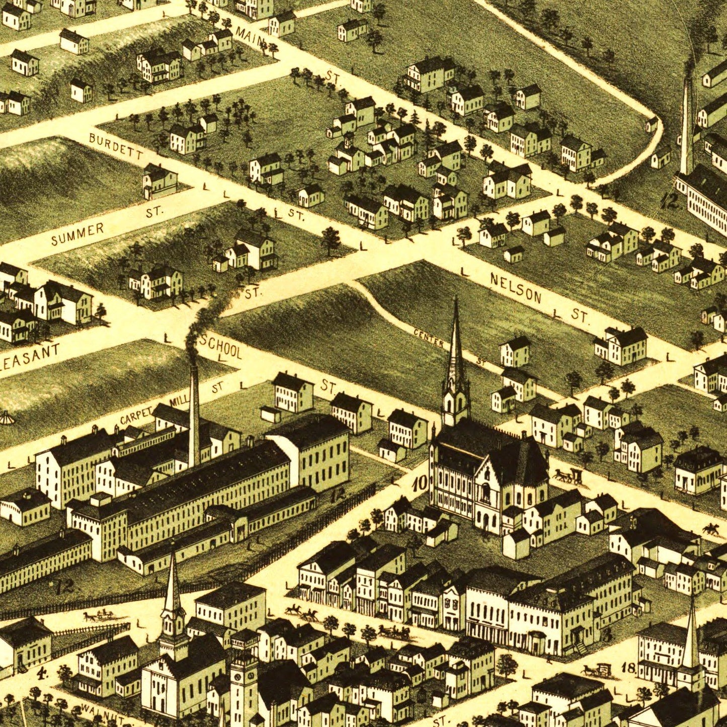 Vintage Map of Clinton, Massachusetts, 1876