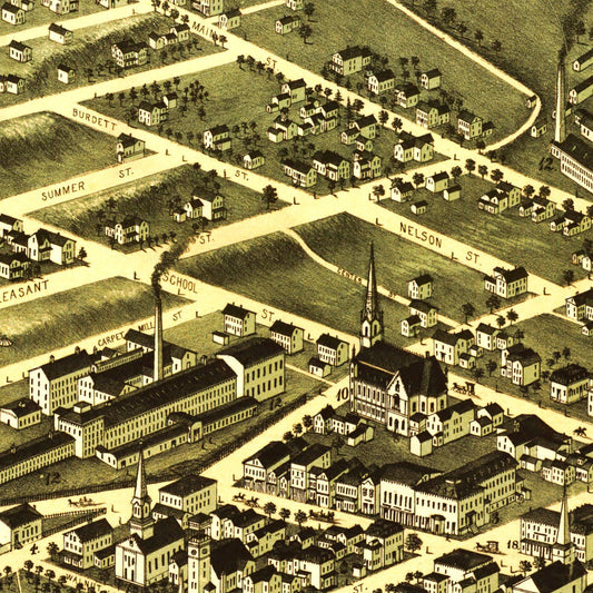 Vintage Map of Clinton, Massachusetts, 1876