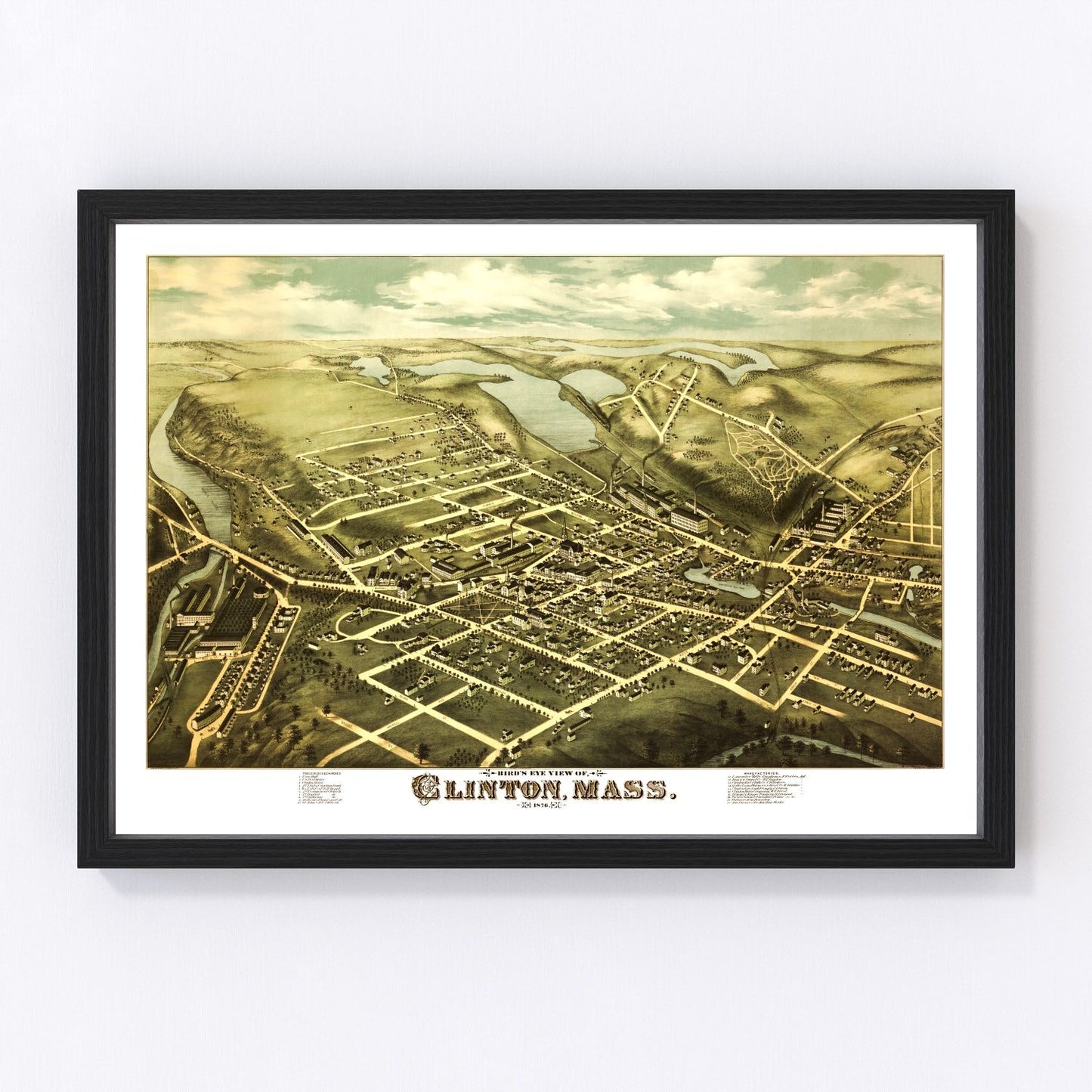 Vintage map of Clinton, Massachusetts, 1876