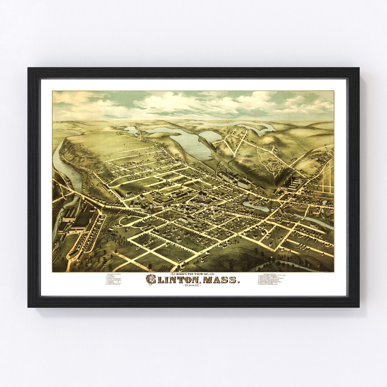 Vintage map of Clinton, Massachusetts, 1876