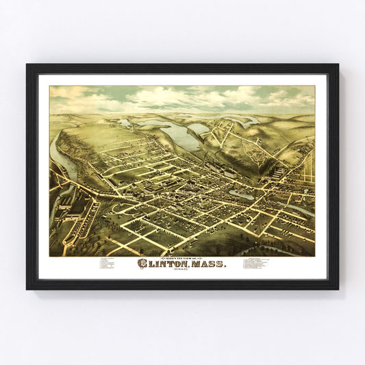 Vintage map of Clinton, Massachusetts, 1876