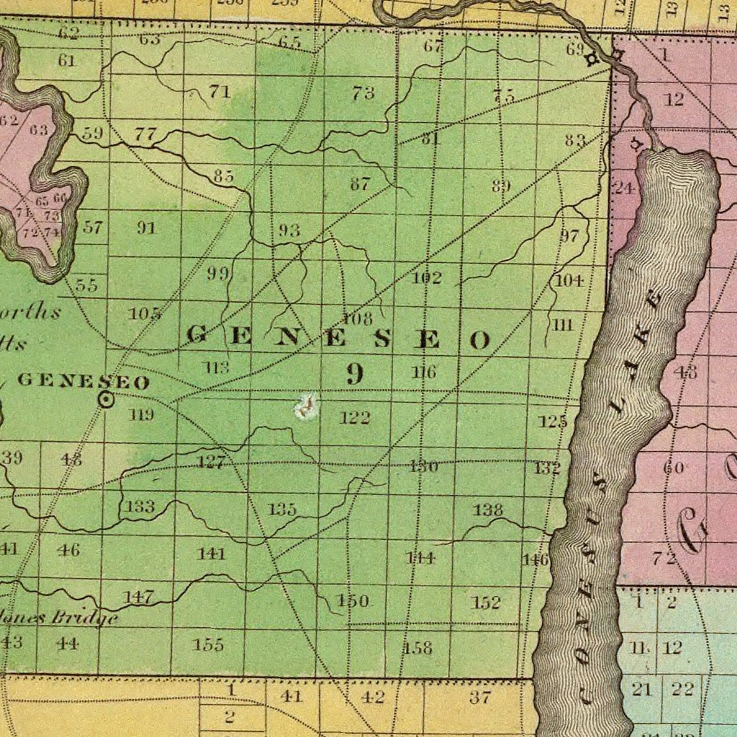 Vintage Map of Livingston County, New York, 1829