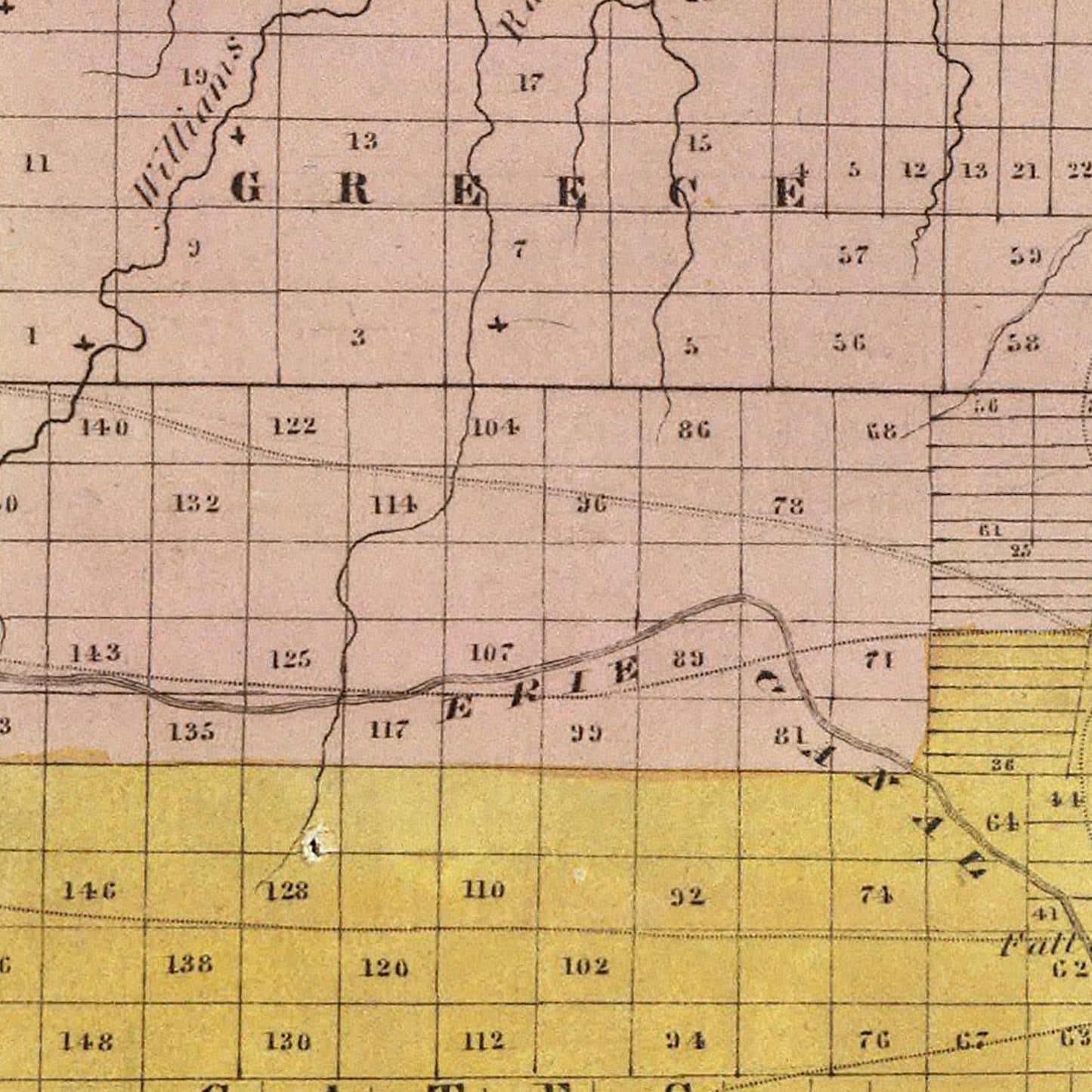 Vintage Map of Monroe County, New York, 1829