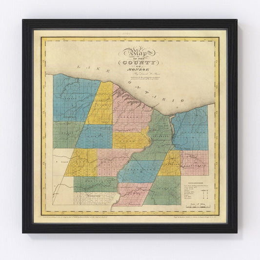 Vintage map of Monroe County, New York, 1829