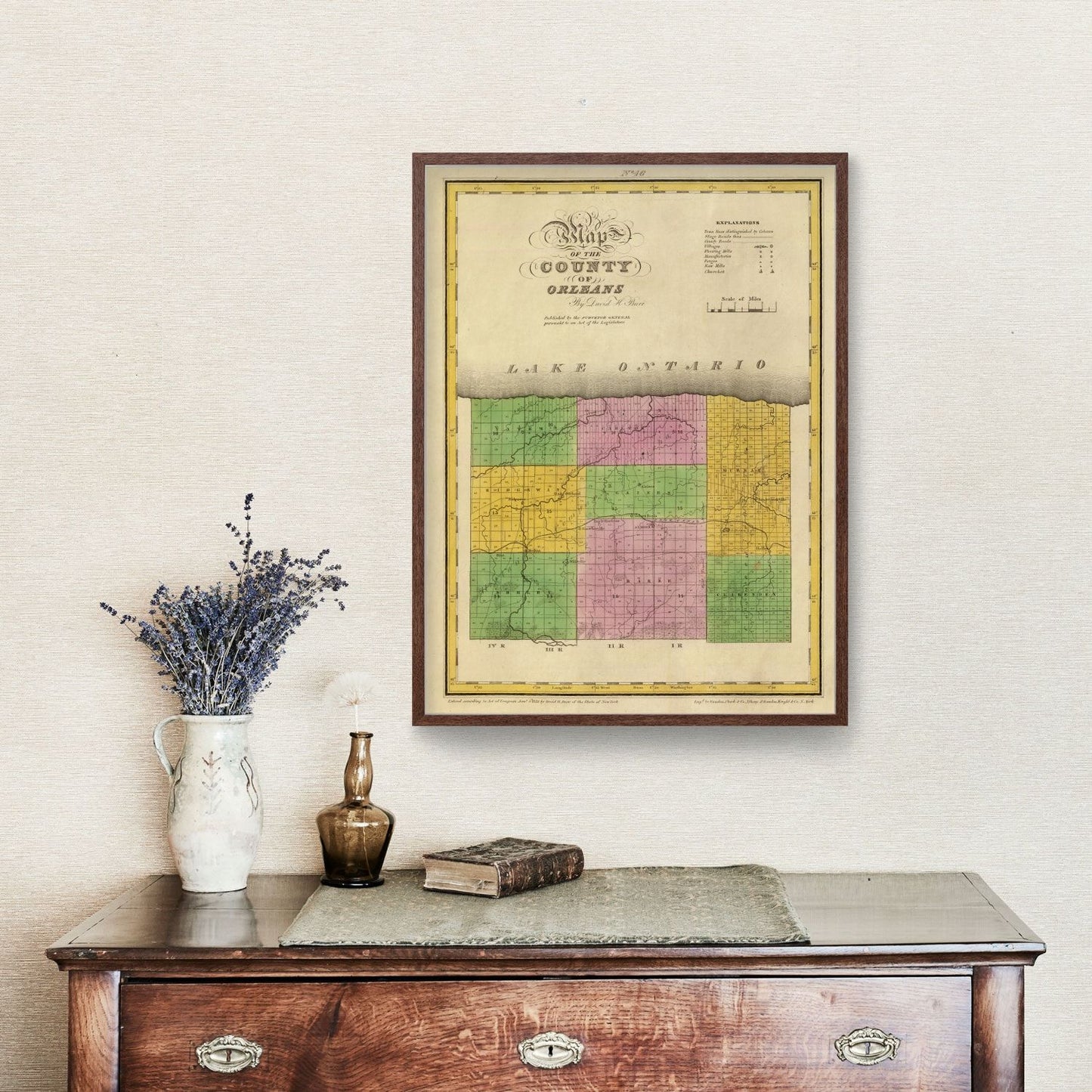 Vintage Map of Orleans County, New York, 1829