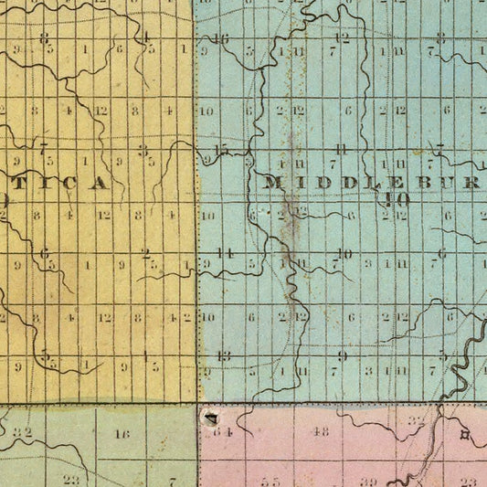 Vintage Map of Genesee County, New York, 1829