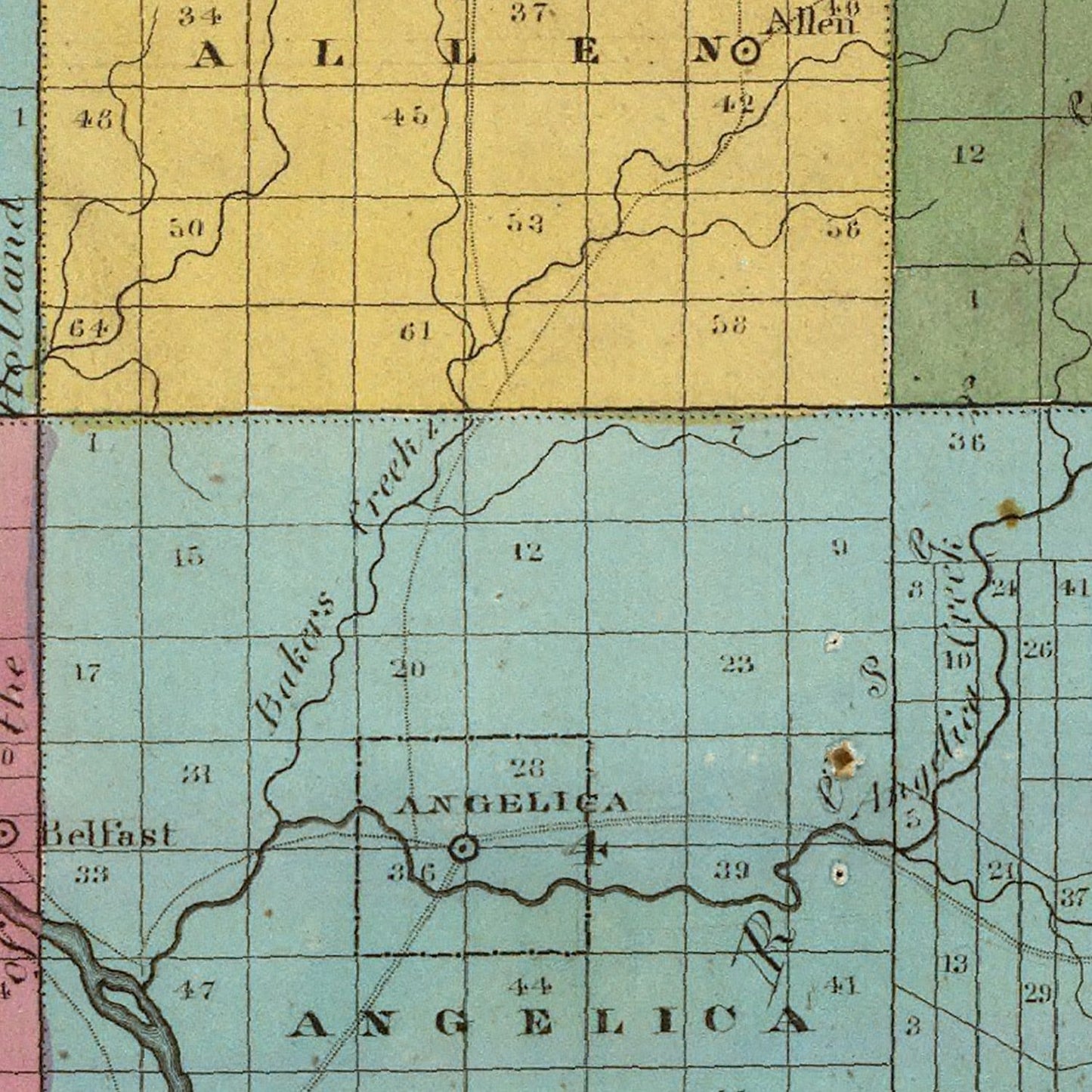 Vintage Map of Allegany County, New York, 1829