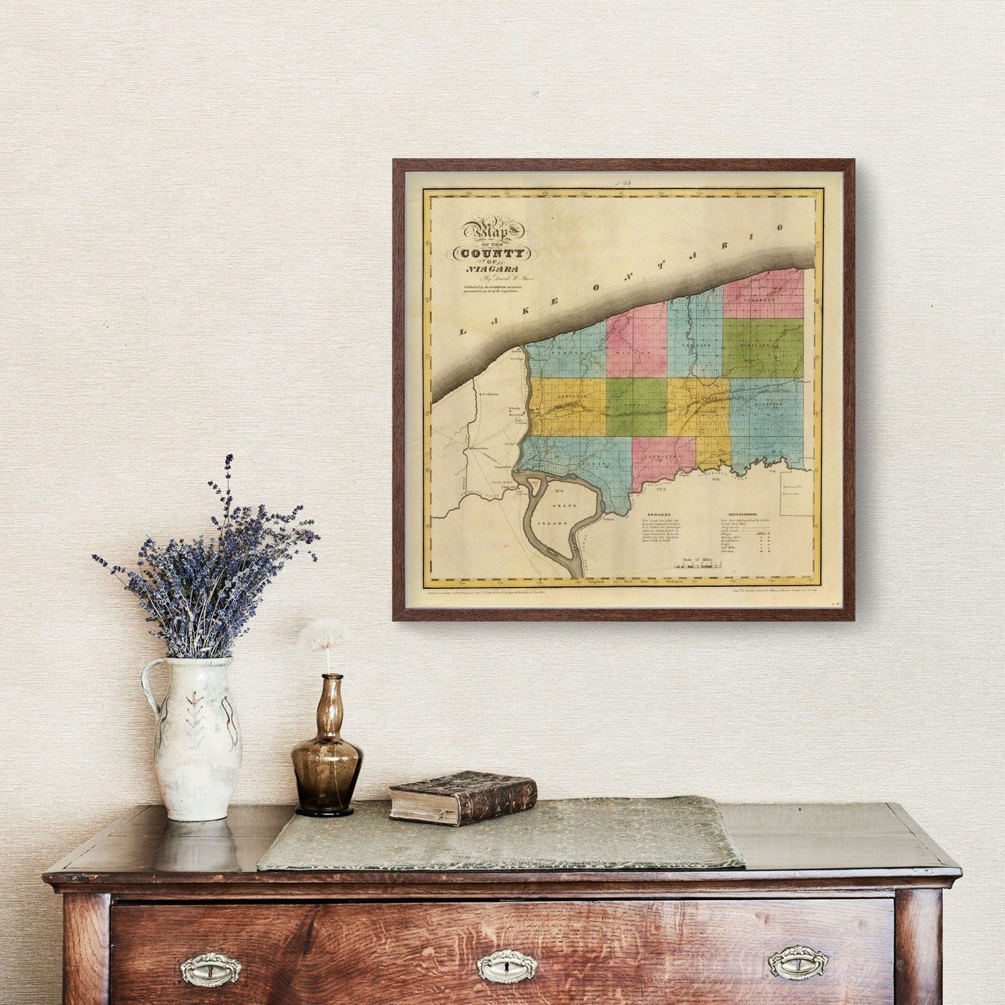Vintage Map of Niagara County, New York, 1829