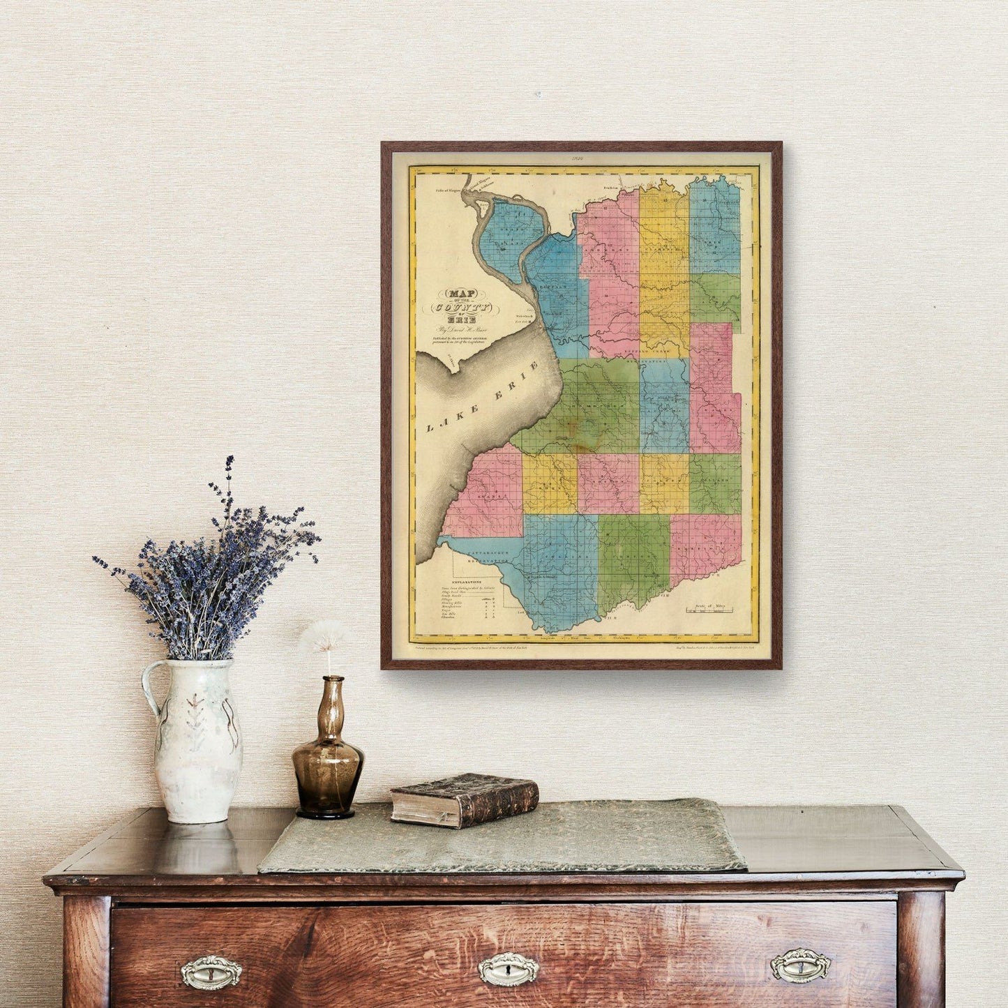 Vintage Map of Erie County, New York, 1829
