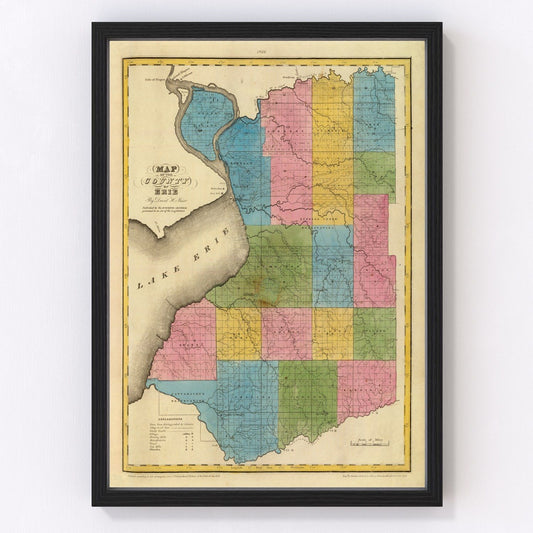 Vintage map of Erie County, New York, 1829