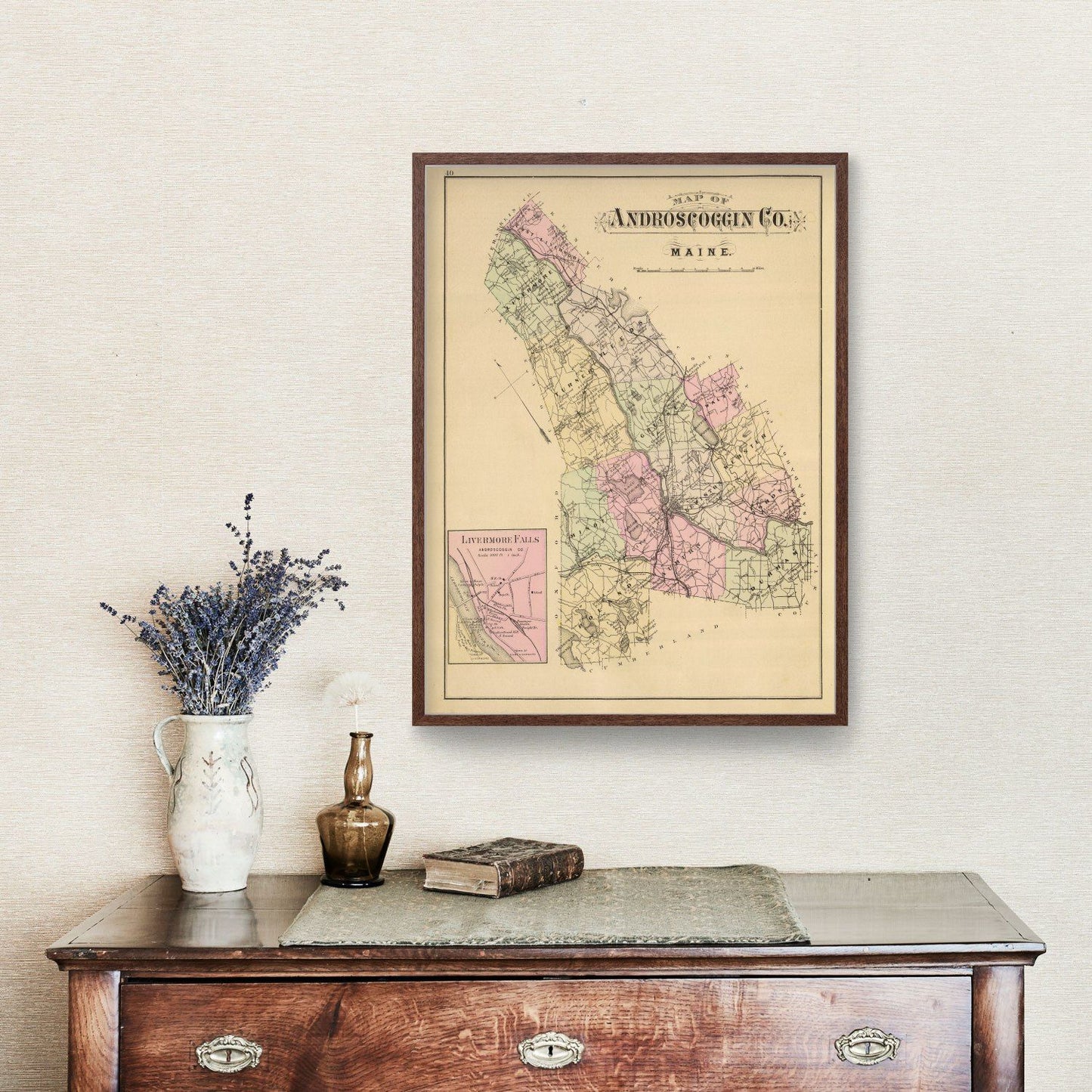 Vintage Map of Androscoggin County, Maine, 1885