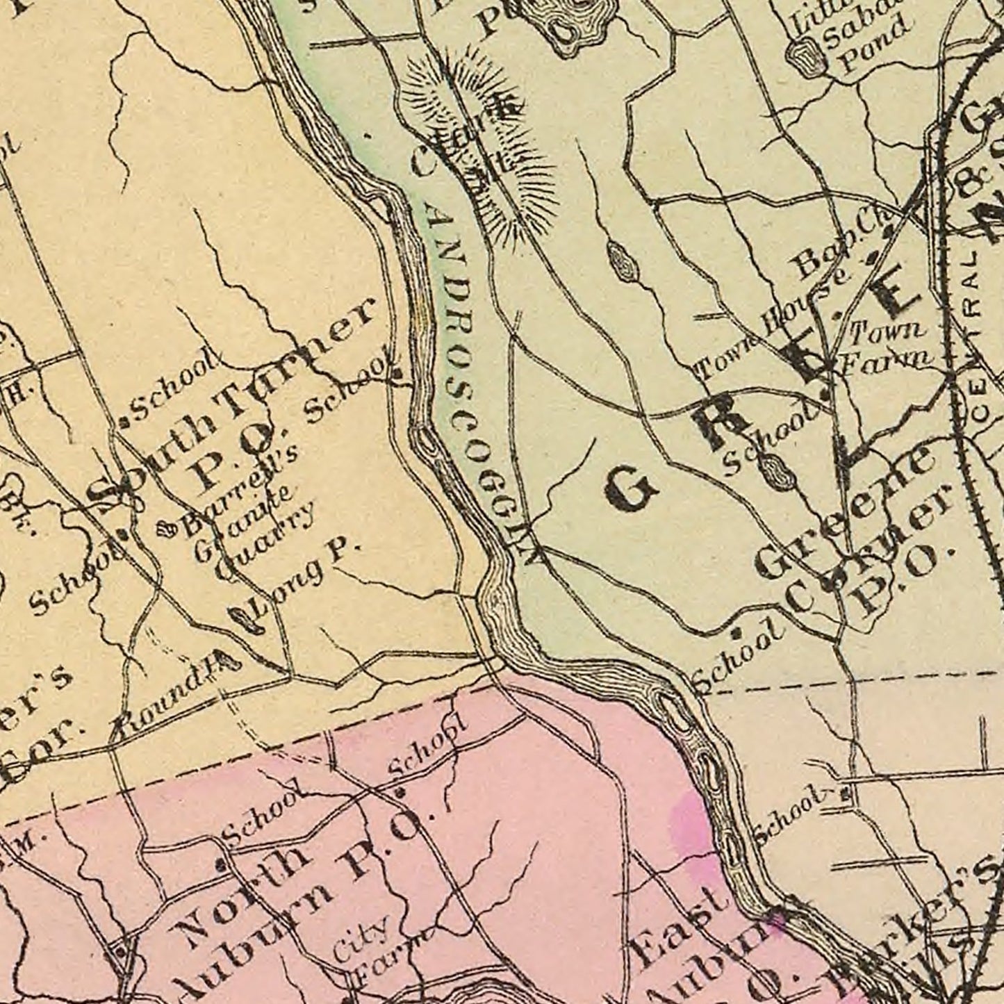 Vintage Map of Androscoggin County, Maine, 1885