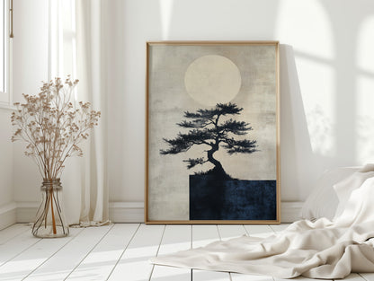 Zen Bonsai Tree Minimalist Japanese Wall Art