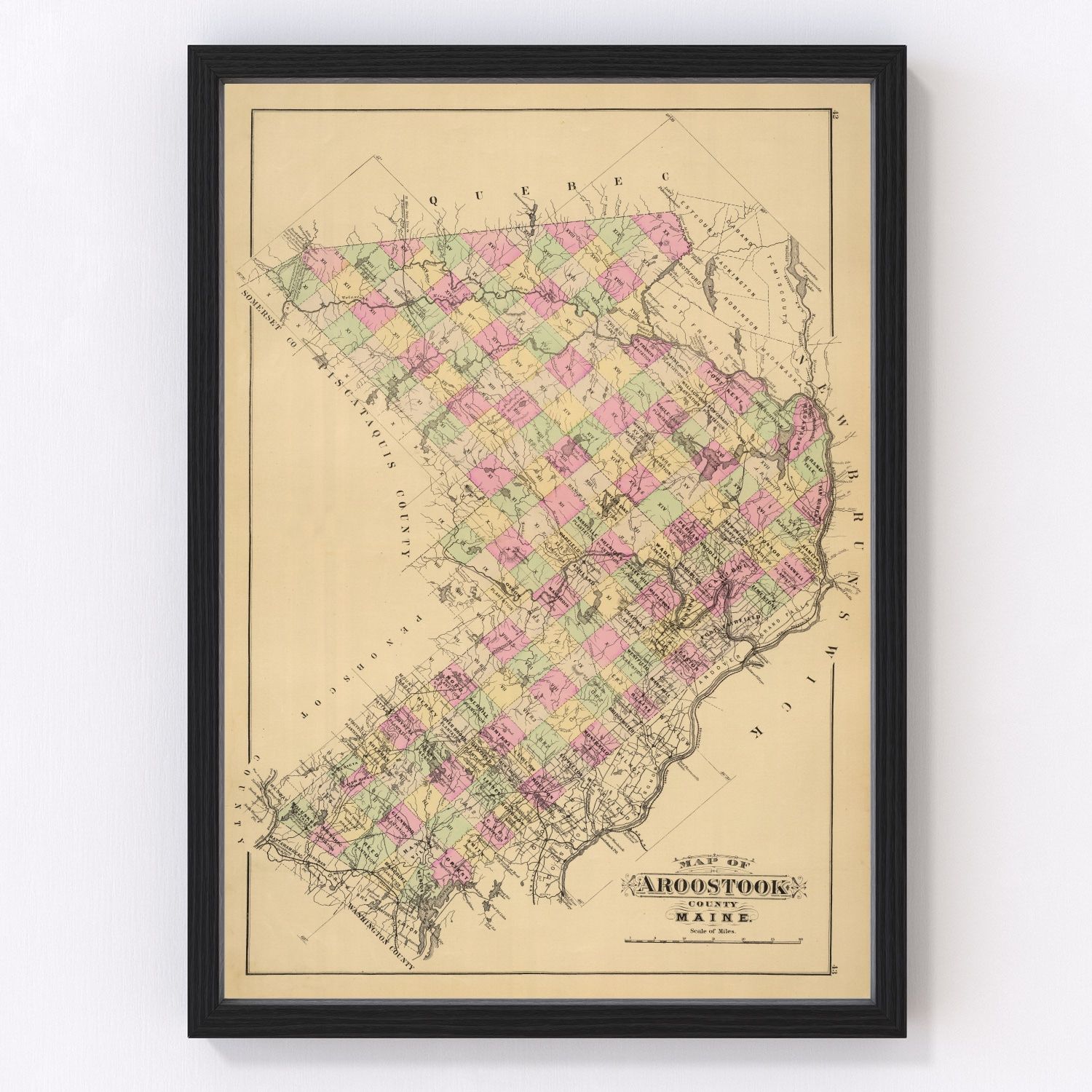 vintage map of Aroostook County, Maine, 1885