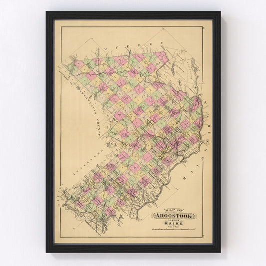 vintage map of Aroostook County, Maine, 1885