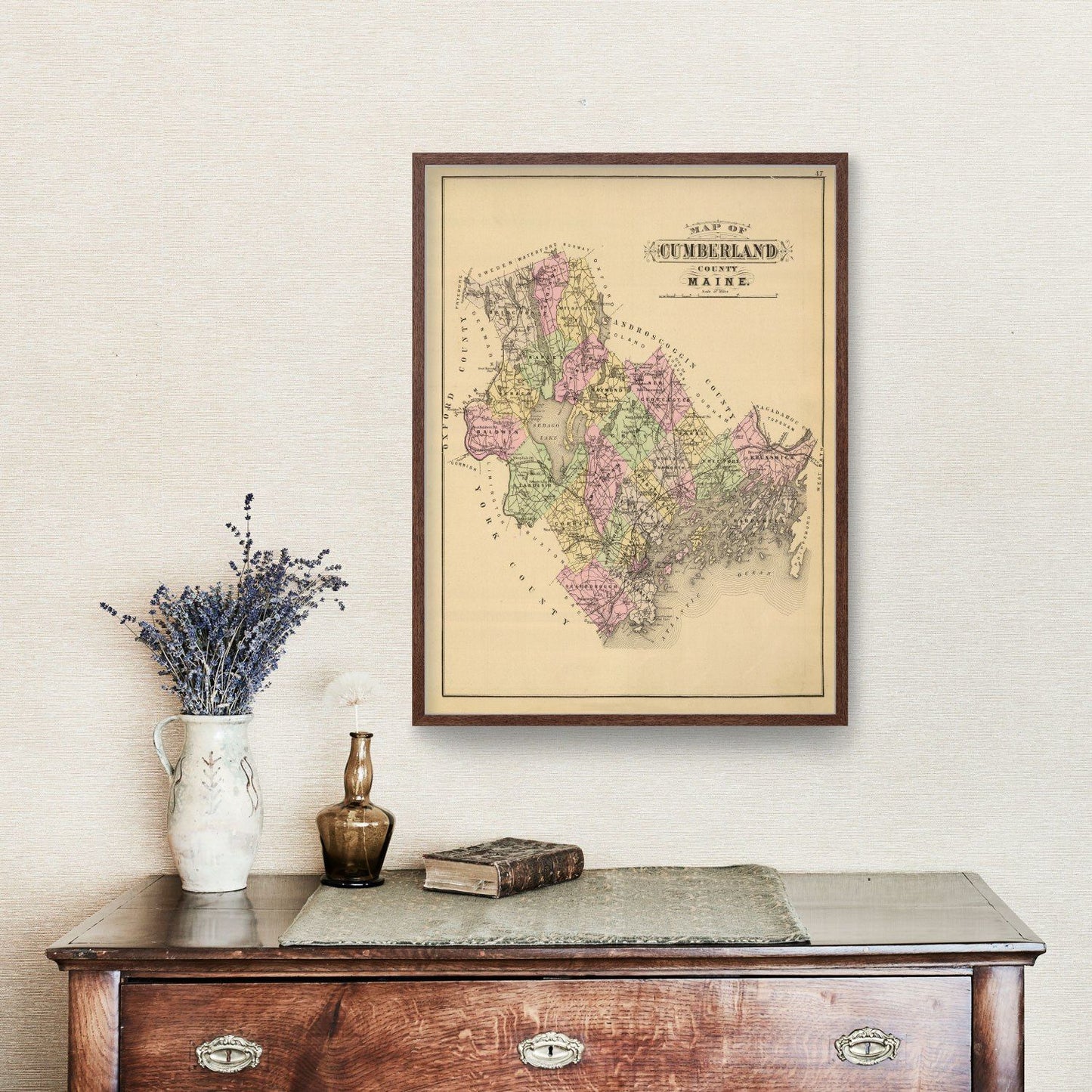 Vintage Map of Cumberland County, Maine, 1885