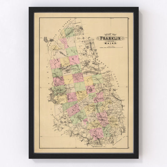 vintage map of Franklin County, Maine, 1885