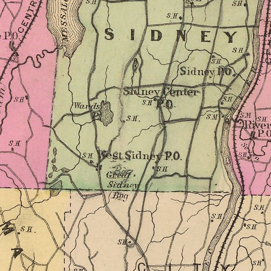 Vintage Map of Kennebec County, Maine, 1885