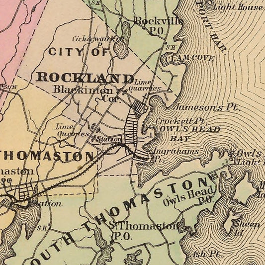Vintage Map of Knox County, Maine, 1885