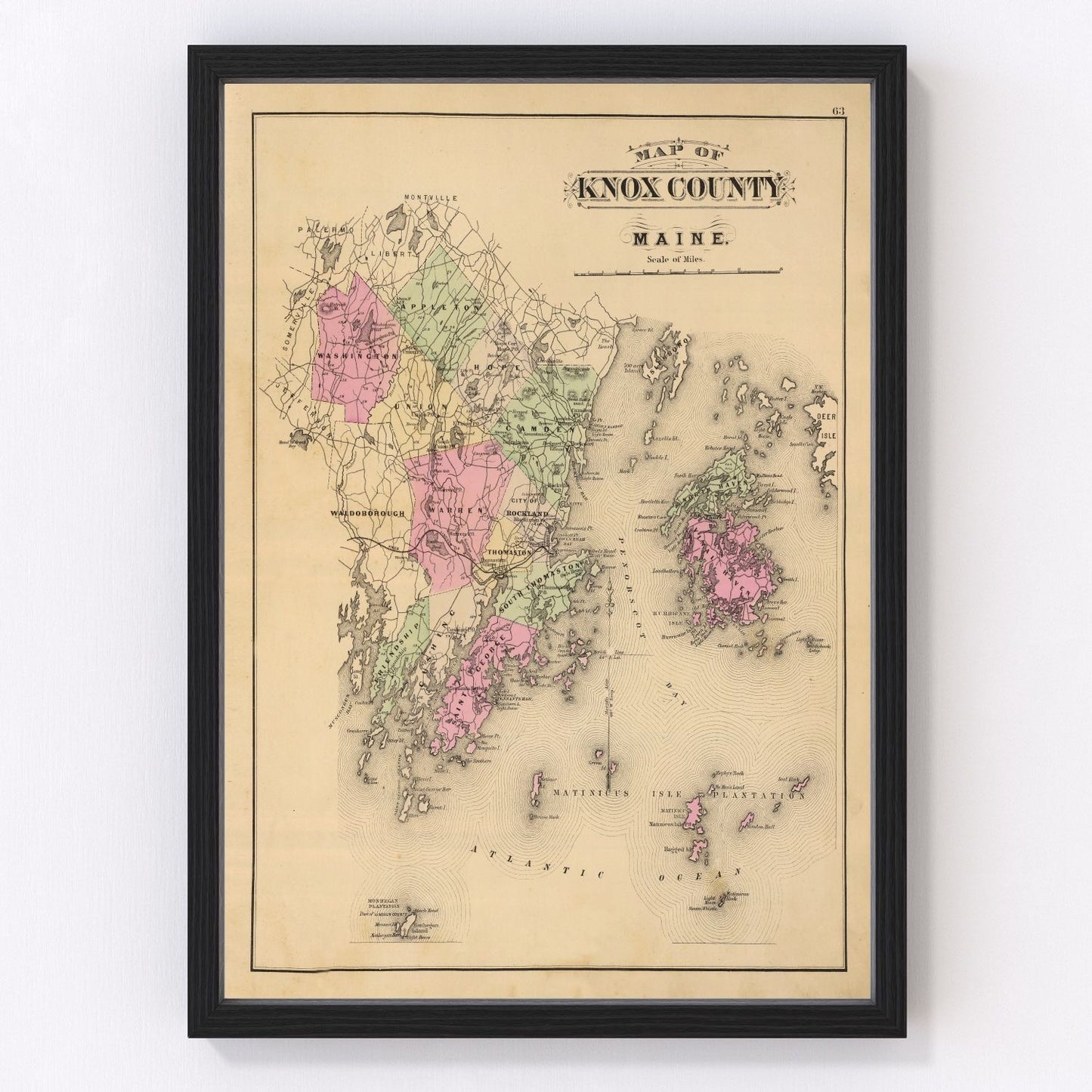 vintage map of Knox County, Maine, 1885