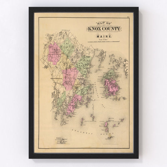 vintage map of Knox County, Maine, 1885