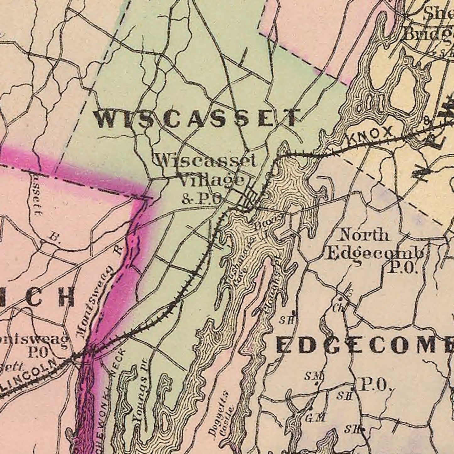 Vintage Map of Lincoln County, Maine, 1885
