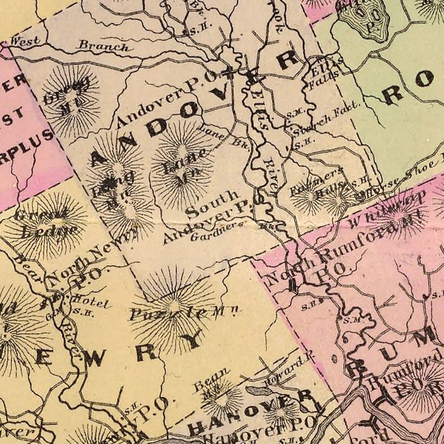 Vintage Map of Oxford County, Maine, 1885