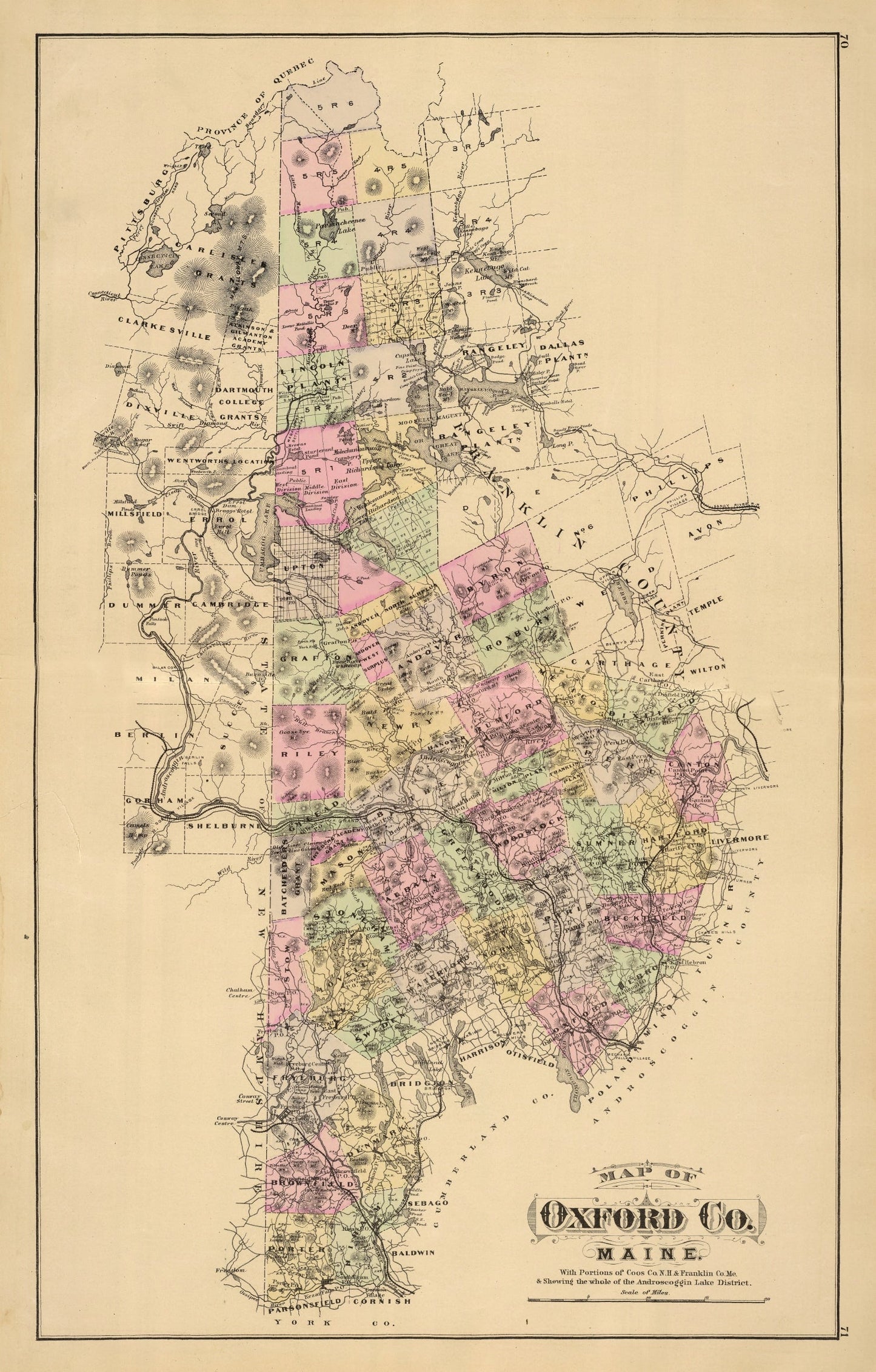 Vintage Map of Oxford County, Maine, 1885
